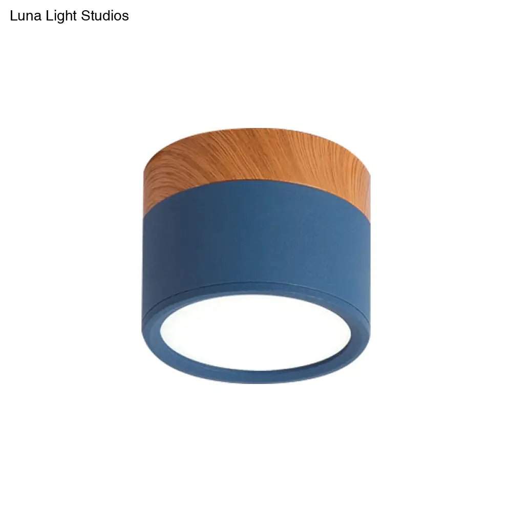 Macaron Plafondlamp Cilindrisch Metaal voor Keuken of Bar – Geel, Blauw, Zwart & Hout | Sansoti