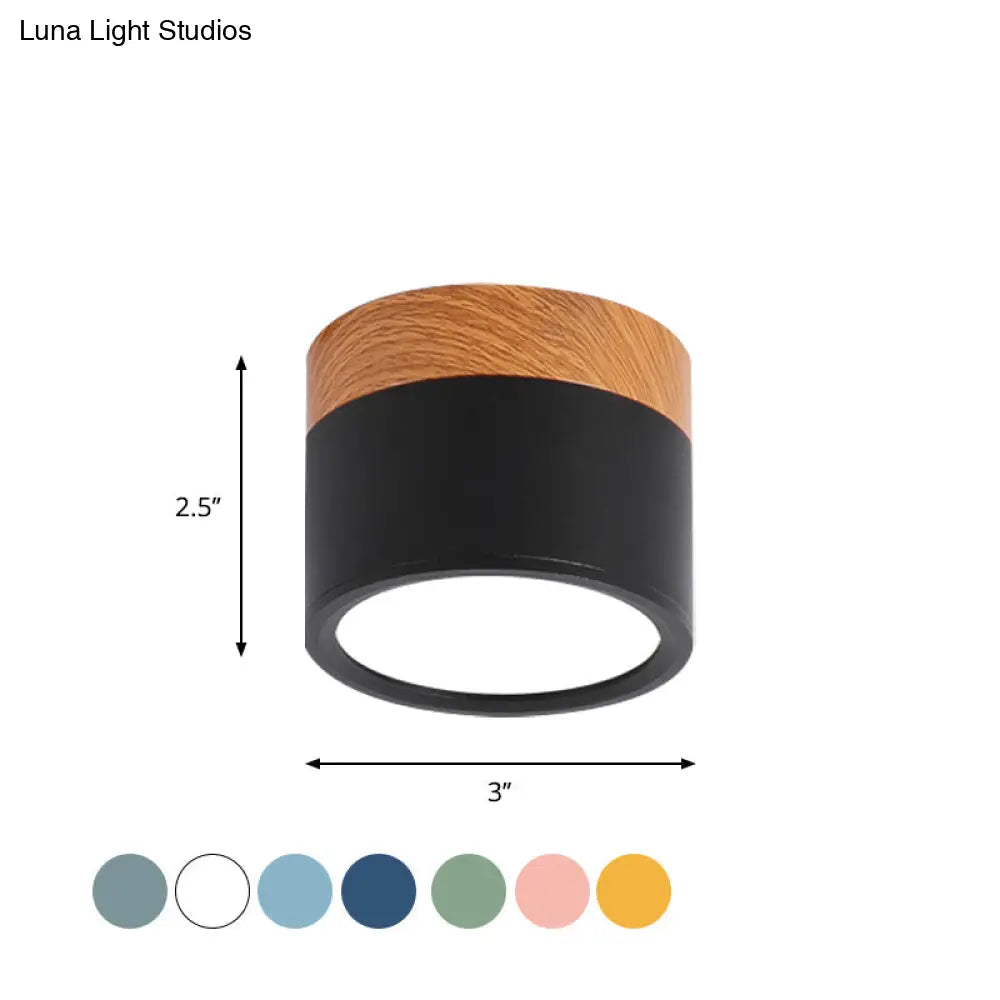 Macaron Plafondlamp Cilindrisch Metaal voor Keuken of Bar – Geel, Blauw, Zwart & Hout | Sansoti