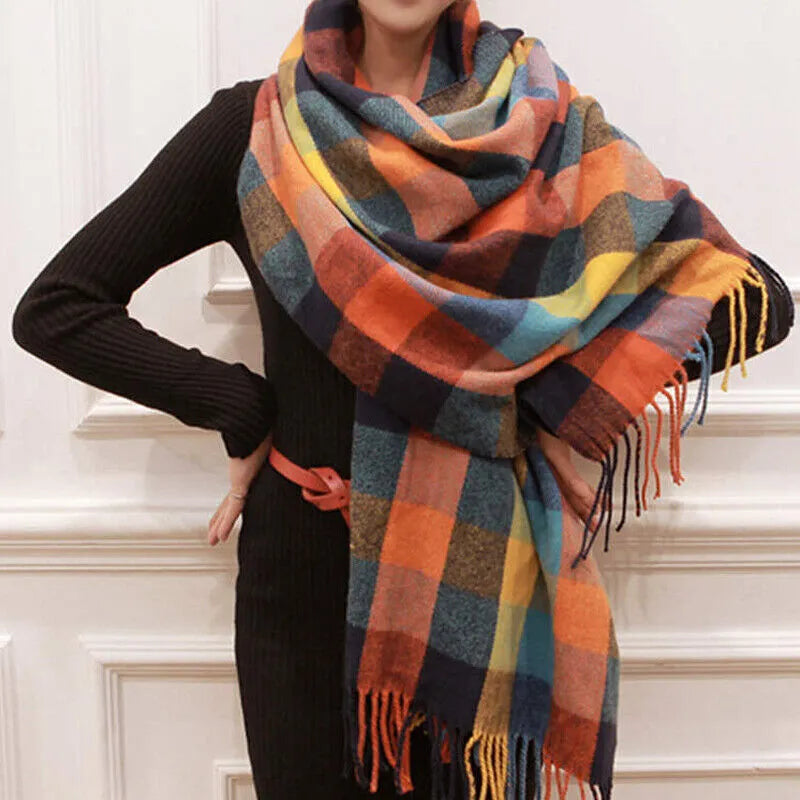 Kasjmieren Halswarmer Geruit 180x50cm Zacht Winteraccessoire Dames Premium Sjaal Wol Elegant Warm Winter | Sansoti