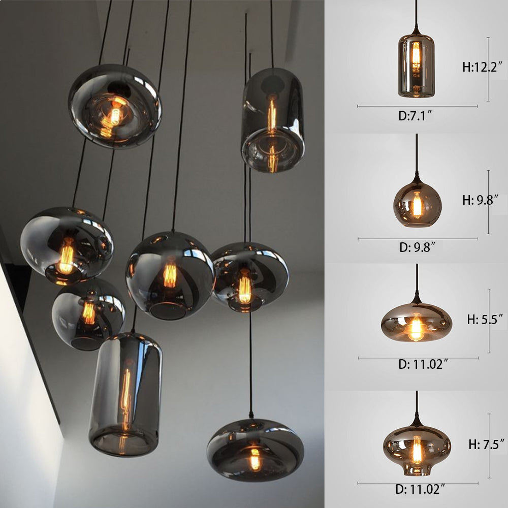 Spiraalvormige Hanglamp met Glazen Bollen voor Trappenhuis Hoge Ruimtes Dimbaar E14 Modern Design Woonkamer | Sansoti