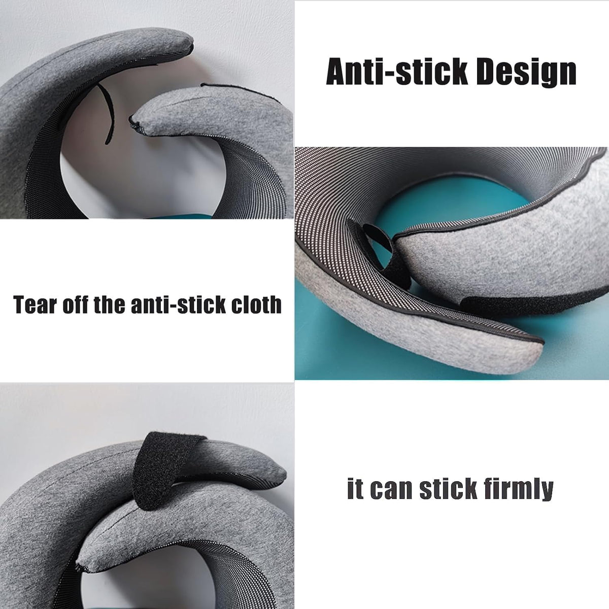 Nekkussen Memory Foam U-Vorm Reiskussen Ergonomisch Verstelbaar Comfort Slapen Onderweg Vliegtuig Auto Grijs | Sansoti
