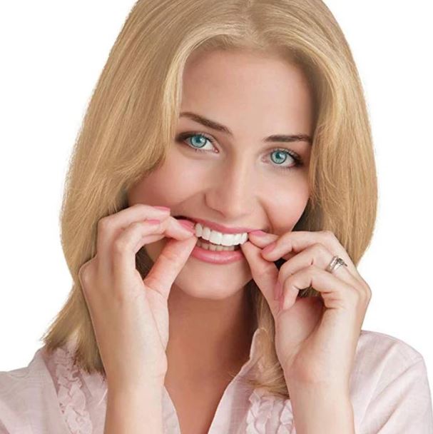 Prothèse dentaire cosmétique, forme ajustable et encliquetable, réutilisable et amovible, supérieure et inférieure, blanc naturel, sourire confortable | Sansoti