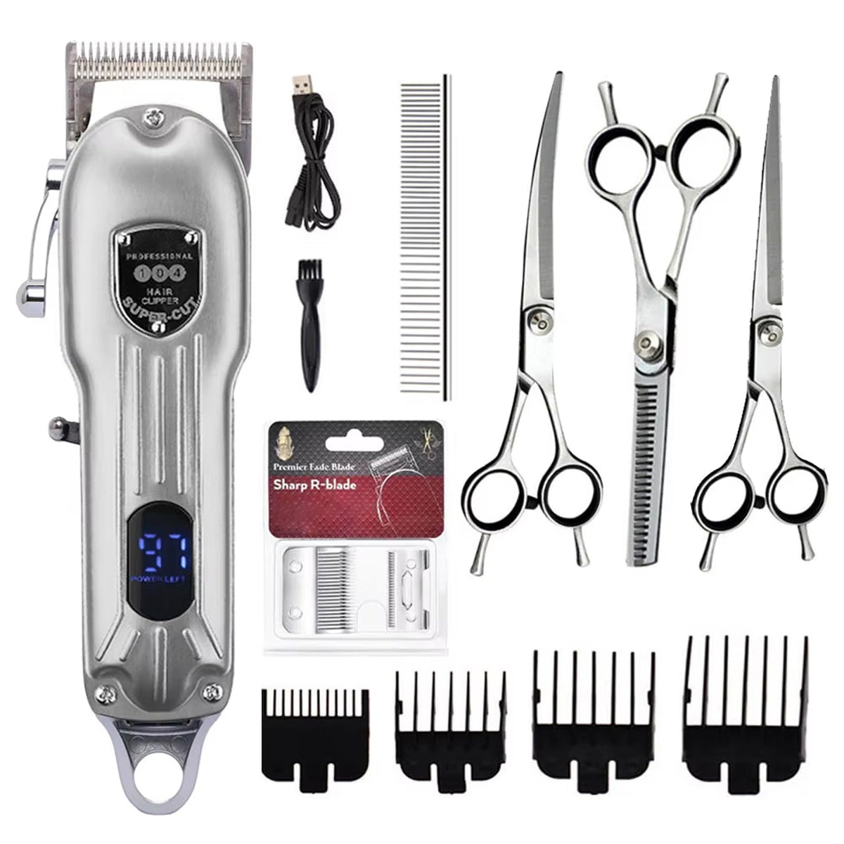 Rechargeable Pet Clipper with Quiet Motor, LED Indicator, Professional Fur Scissors and Trimmer for Dogs and Cats | Sansoti