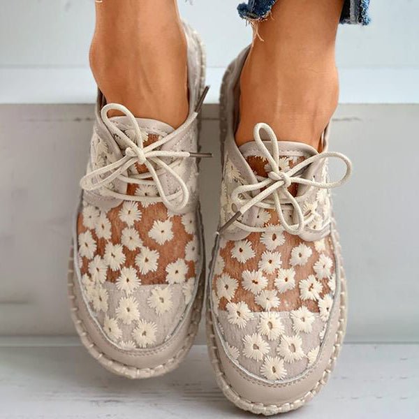 Damesschoenen met Bloemenpatroon Orthopedische Instapper Zomer Beige 36-40 | Sansoti