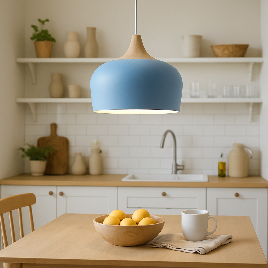 Hängelampe Pastell Aluminium Holz Retro Kuppel Kugel E27 Kinderzimmer Wohnzimmer | Restfield