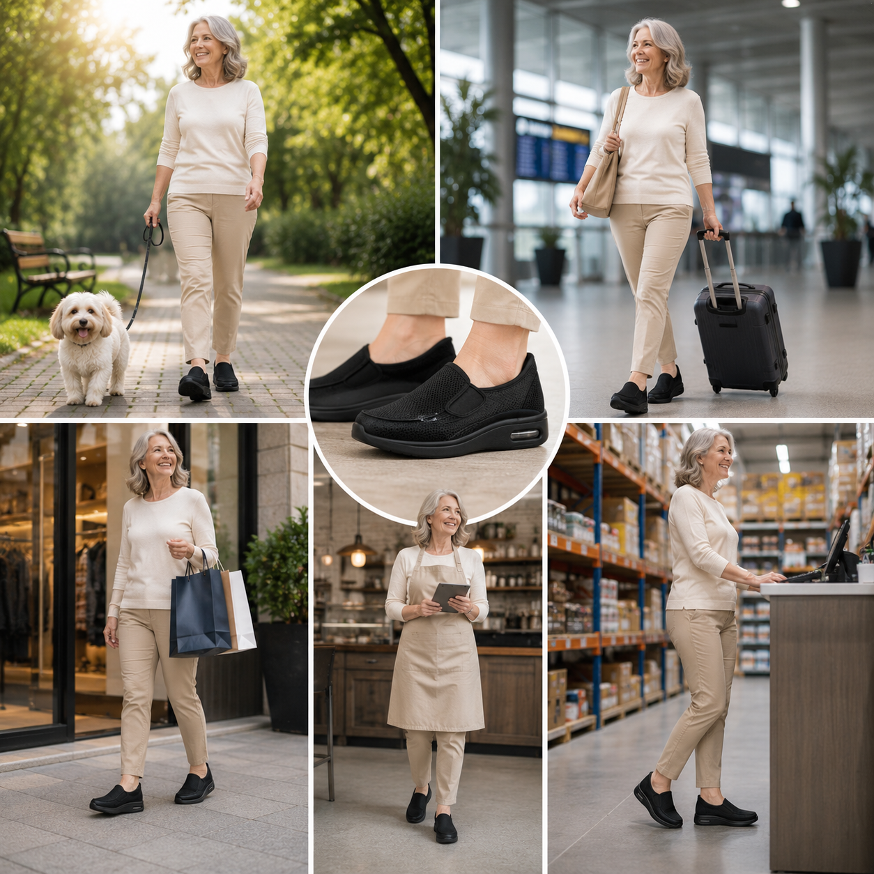 Brede Instapschoenen voor Gevoelige en Gezwollen Voeten – Memory Foam Inlegzool – Naadloos Interieur – Diabetische Comfortschoenen voor Dagelijks Gebruik | Sansoti
