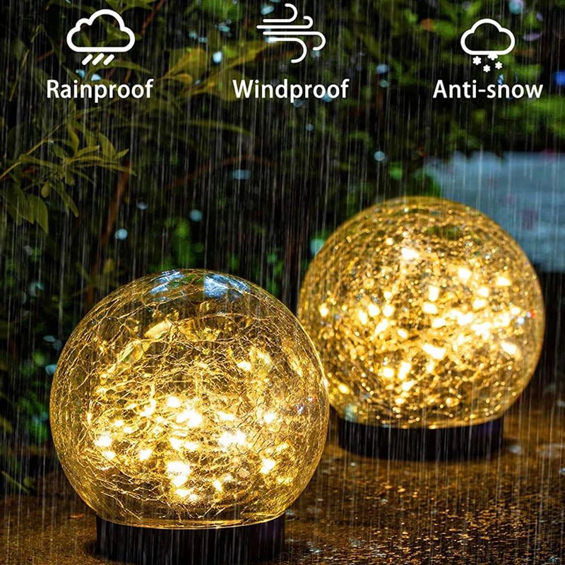 Solartuinlamp met Gekraakt Glas Effect en Warme LED-Verlichting voor Pad en Terras | Sansoti
