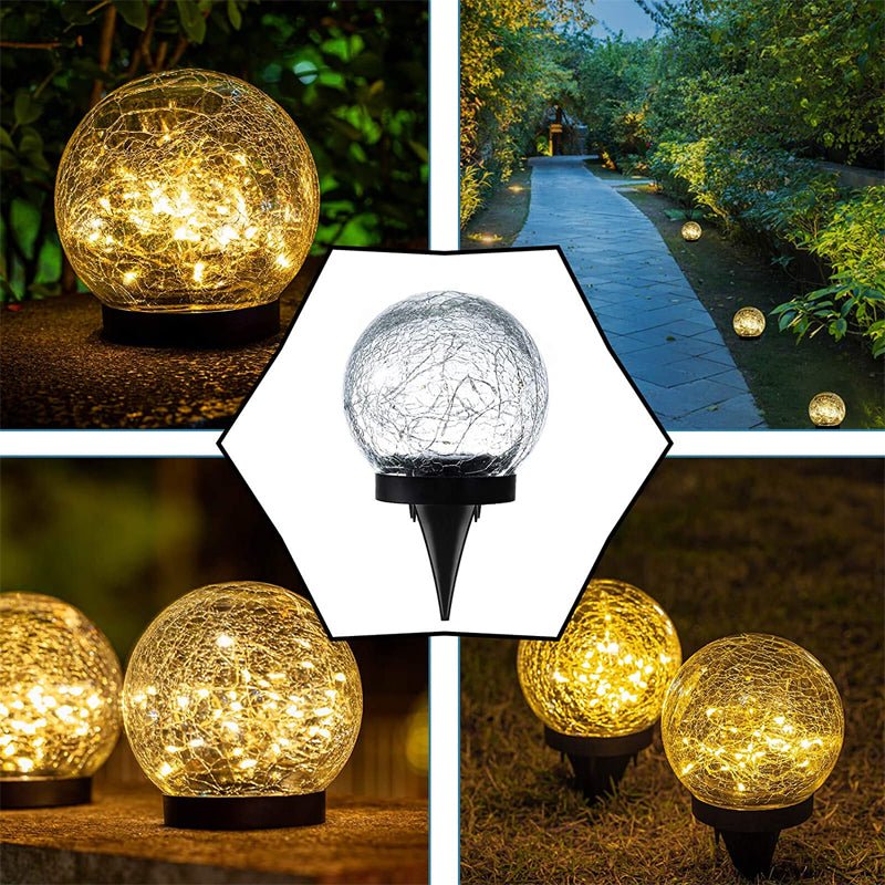 Solartuinlamp met Gekraakt Glas Effect en Warme LED-Verlichting voor Pad en Terras | Sansoti