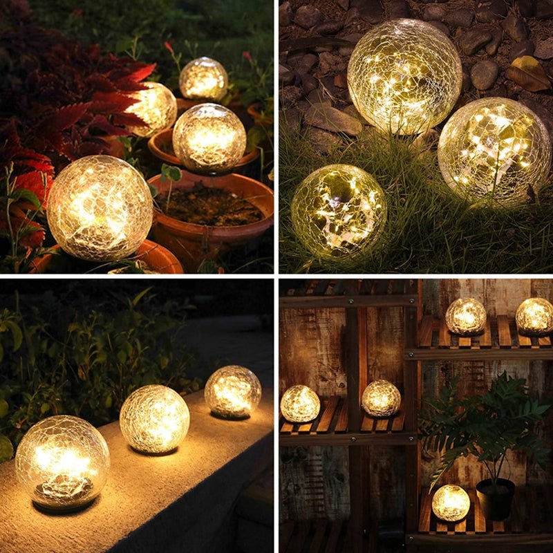 Solartuinlamp met Gekraakt Glas Effect en Warme LED-Verlichting voor Pad en Terras | Sansoti