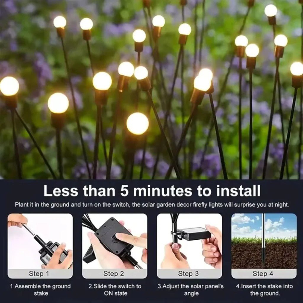 Solarne oświetlenie ogrodowe z poruszającymi się gałązkami LED, wodoodporne IP65, 6–10 diod LED, efekt świetlików, do użytku na zewnątrz | Sansoti