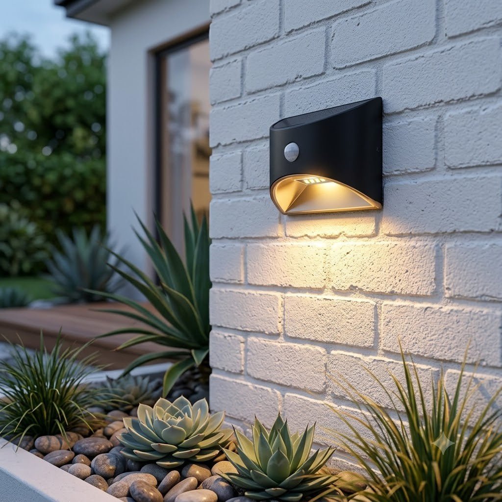 Solarbetriebene Außenlampe mit Bewegungssensor, IP65, wasserdichte LED-Beleuchtung für Garten, Wand, Weg und Einfahrt | Sansoti