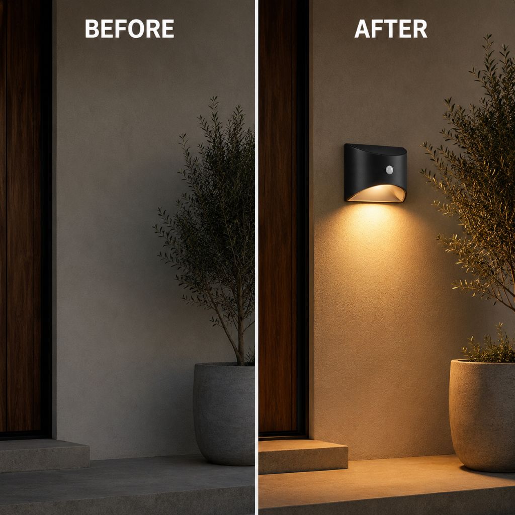Solarbetriebene Außenlampe mit Bewegungssensor, IP65, wasserdichte LED-Beleuchtung für Garten, Wand, Weg und Einfahrt | Sansoti