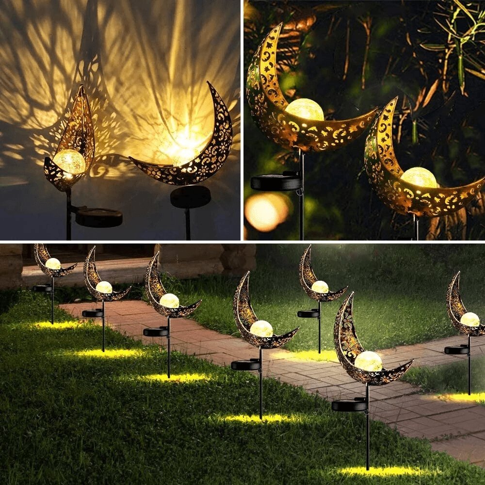 Decoratieve Tuinverlichting op Zonne-Energie Halve Maan 76cm Hoog voor Padverlichting | Sansoti