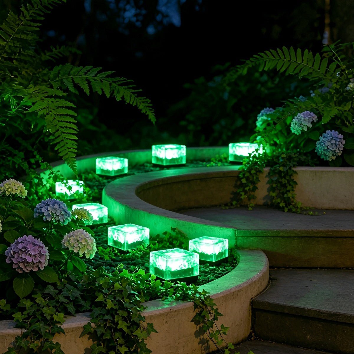Square Ice Block Solar LED Garden Lighting Waterproof Lawn Pathway Light Modern Outdoor Lamp Patio | Sansoti