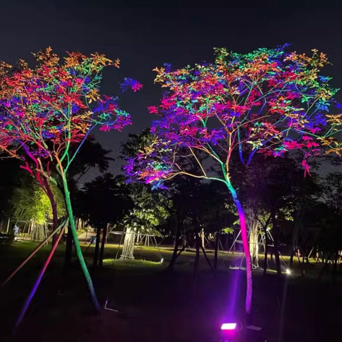 LED Scheinwerfer RGB Aluminium Grau IP65 Garten Fassade Baum Akzentbeleuchtung Außenstrahler Farbbeleuchtung Villa | Restfield