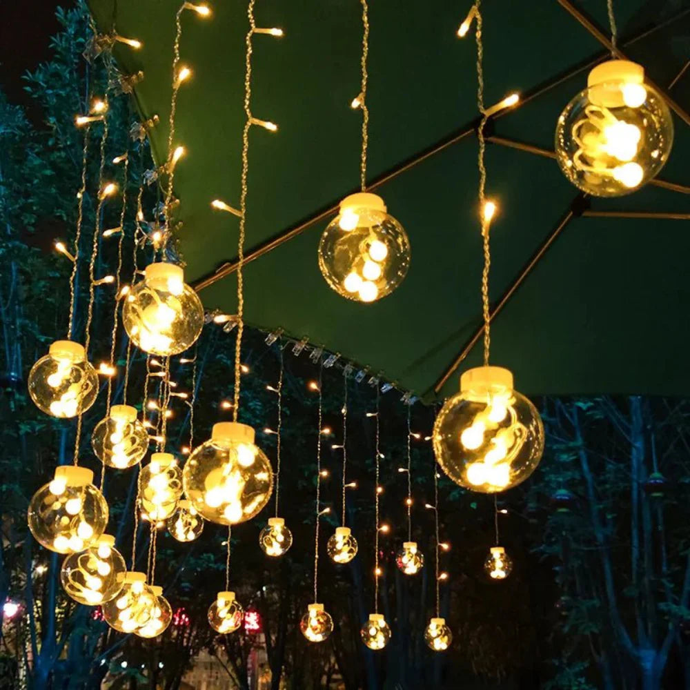 Zonneverlichte Slinger met Hangende Lampen voor Tuin en Terras – 3 Meter Warm Sfeerverlichting | Sansoti
