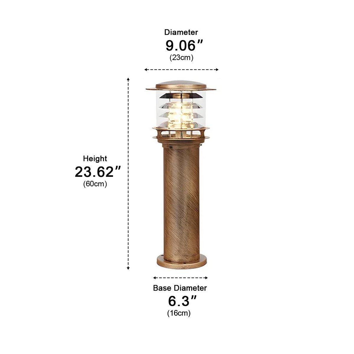 LED-Sockelleuchte Mehrschichtiger Zylinder Schwarz Bronze Gartenwegbeleuchtung IP65 Wasserdichte Außenbeleuchtung Gartenweg | Sansoti