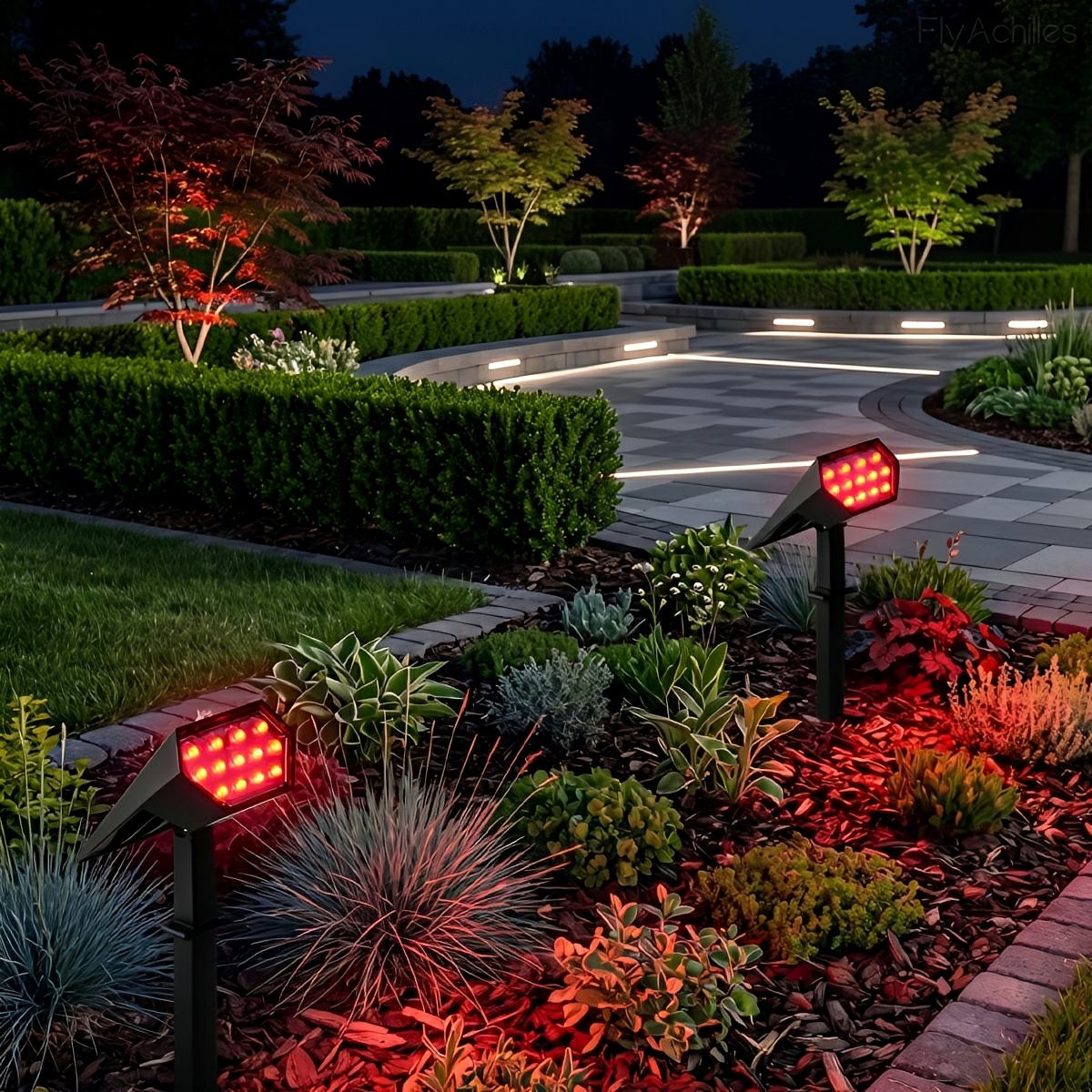 Verstellbarer Solar-Gartenstrahler LED IP65 Wasserdicht Schwarz Warmweiß RGB Außenbeleuchtung 3 m Reichweite für Garten Terrasse | Sansoti