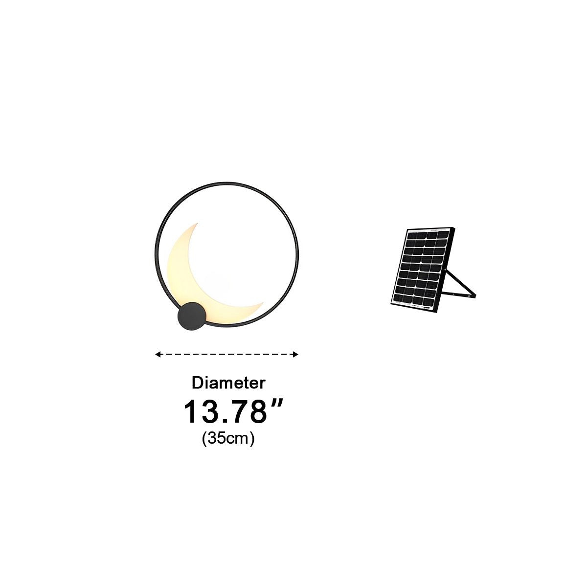 Wandlamp Maanvorm LED Buiten Zwart RVS IP65 Tuin Veranda Maanlamp Sfeerverlichting Crescent Moon Solar Buitenwandlamp Rond Decoratief | Sansoti