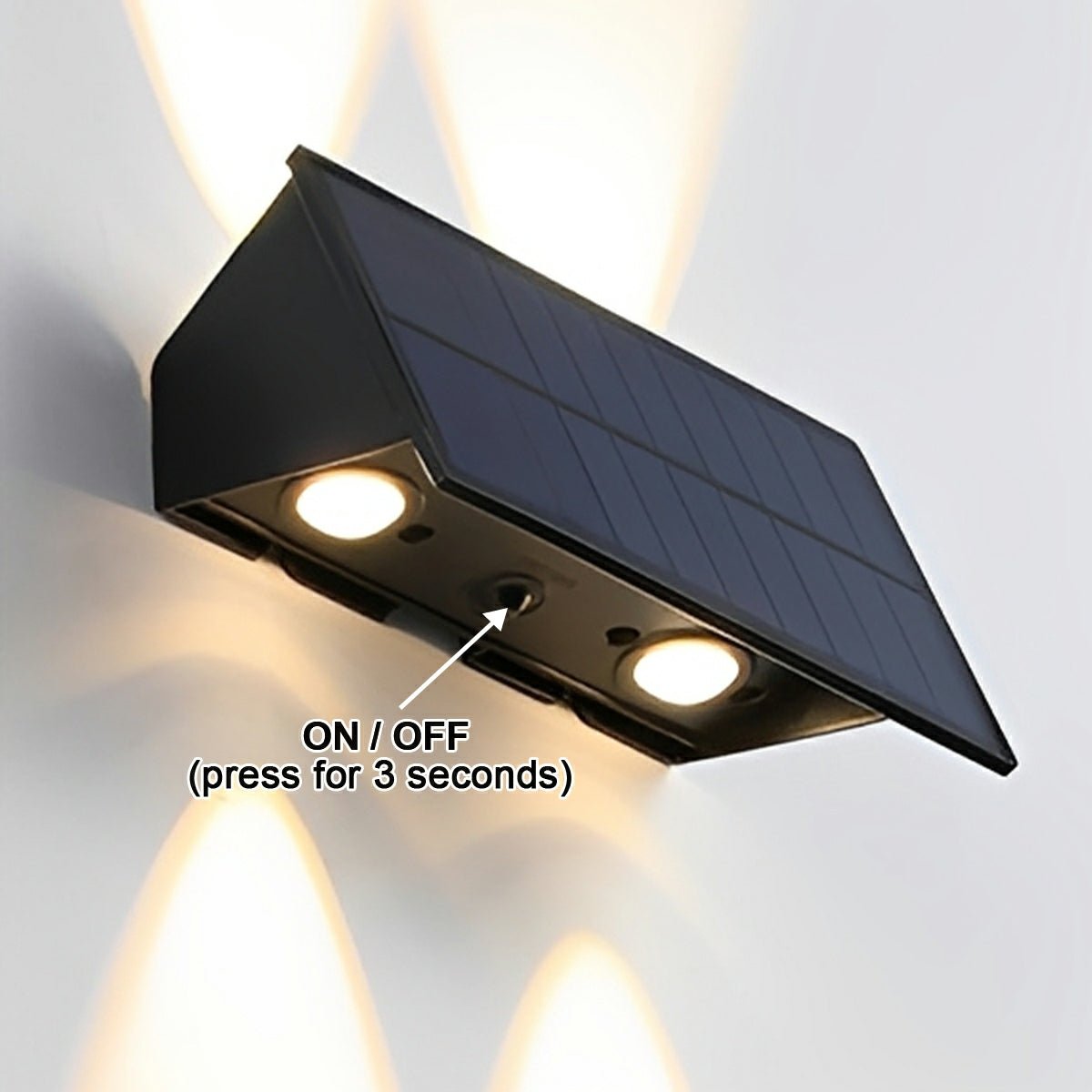 Außenwandleuchte Solar LED 6W Schwarz IP65 Fassade Haustür Terrasse Einfahrt Warmweiß 3000K Wandleuchte Außen Dämmerungslampe ABS Gartenbeleuchtung | Restfield