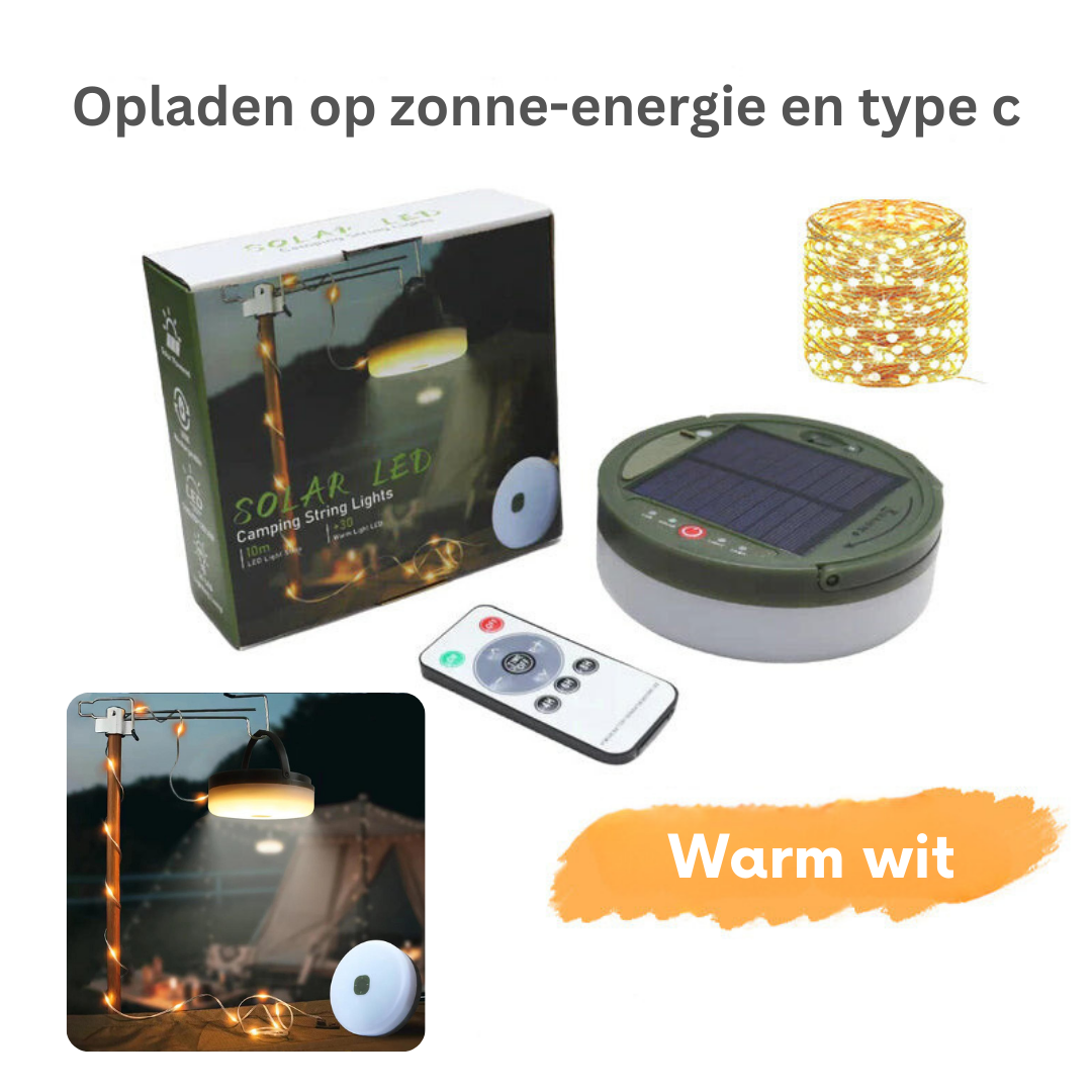 Draagbare Campinglamp met Zonne-energie en Powerbank – Waterdicht LED-Lampje met Lichtslinger voor Outdoor & Camping | Sansoti