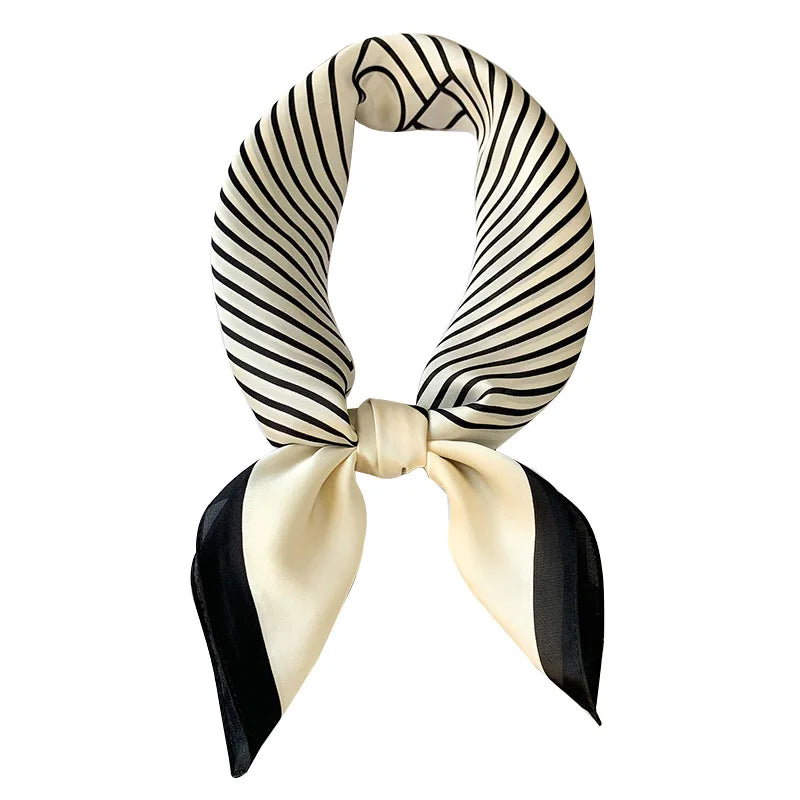 Zijden Sjaal met Ruitpatroon 70x70cm Haarband Nekdoek Voorjaar Zomer Accessoire Vierkante Sjaal Dames | Sansoti