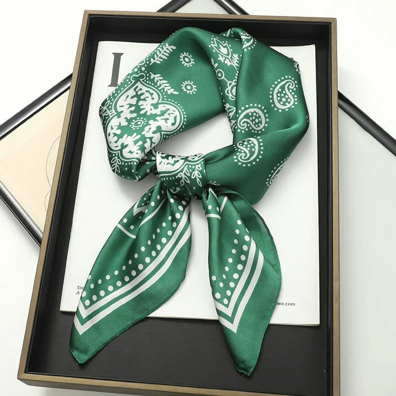 Zijden Sjaal met Ruitpatroon 70x70cm Haarband Nekdoek Voorjaar Zomer Accessoire Vierkante Sjaal Dames | Sansoti