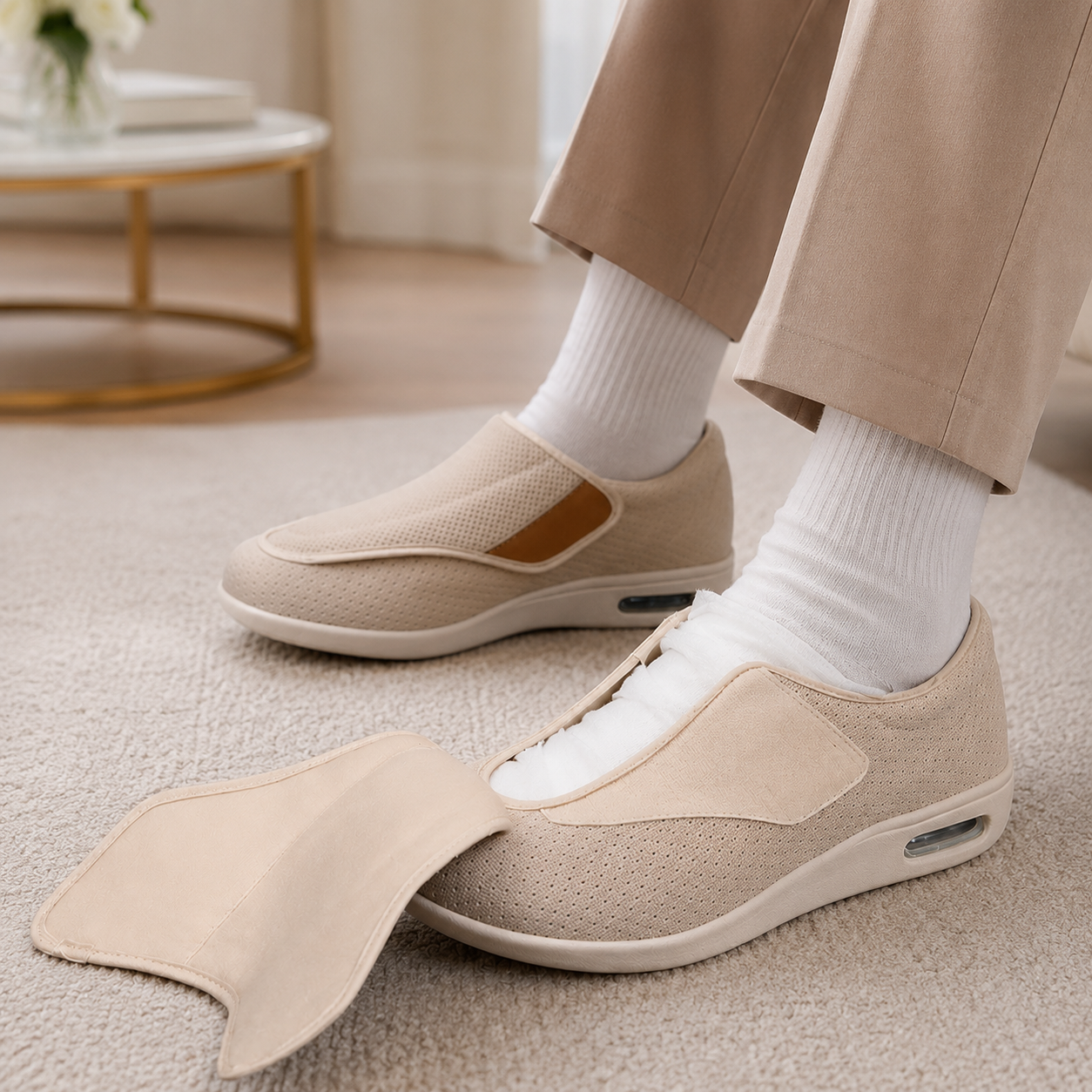 Brede Instapschoenen voor Gevoelige en Gezwollen Voeten – Memory Foam Inlegzool – Naadloos Interieur – Diabetische Comfortschoenen voor Dagelijks Gebruik | Sansoti