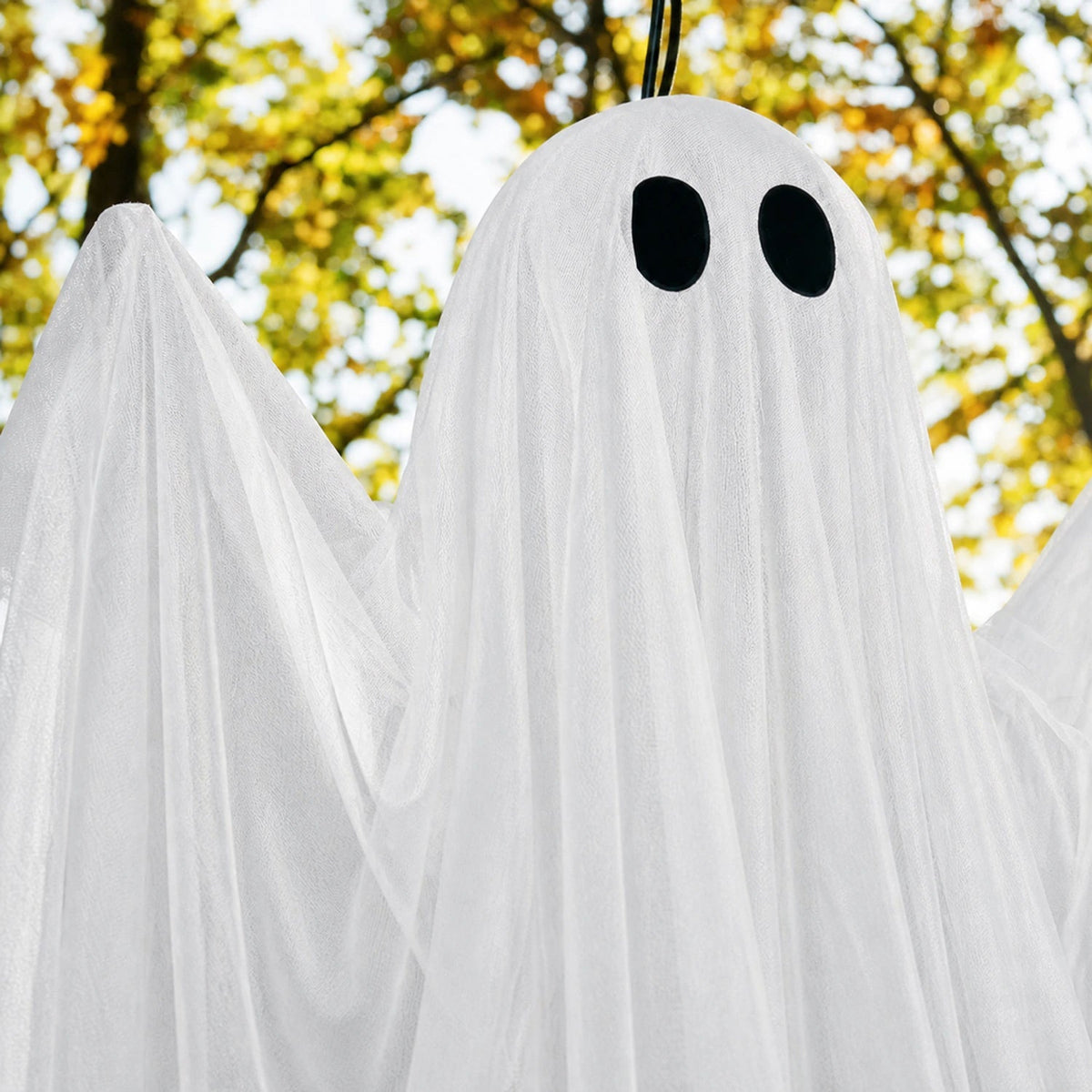 Hanging Halloween Ghost 119cm Drapery with LED Lighting Purple Warm White Spooky Ghost-Shaped Decoration | Sansoti