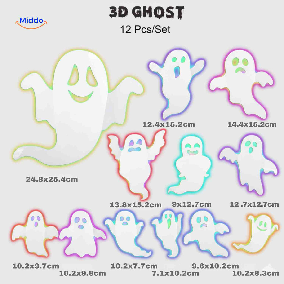 3D-LED-Wanddekoration Halloween Fledermäuse Spinnen Gespenster Leuchtende Wanddeko Gruselparty Kindgerechte Festdekoration | Sansoti