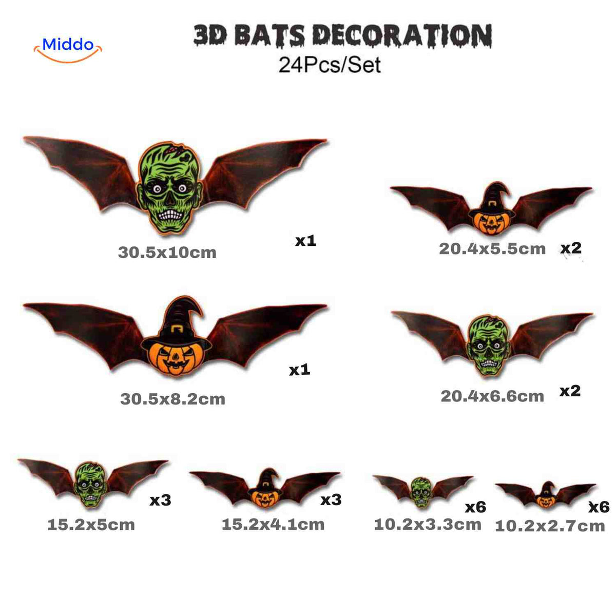 3D-LED-Wanddekoration Halloween Fledermäuse Spinnen Gespenster Leuchtende Wanddeko Gruselparty Kindgerechte Festdekoration | Sansoti