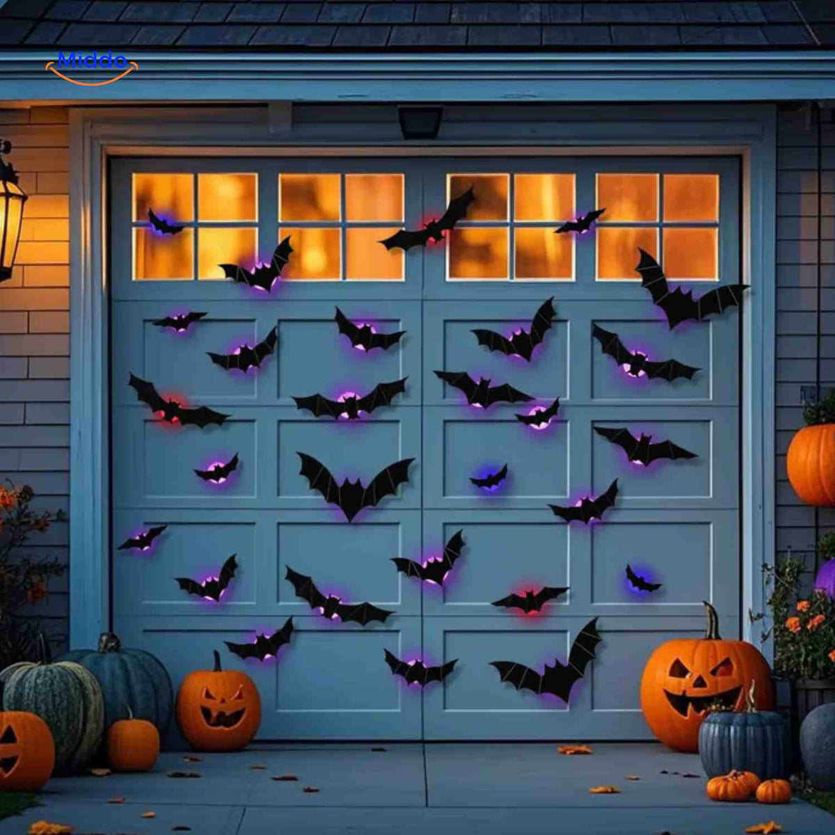 3D-LED-Wanddekoration Halloween Fledermäuse Spinnen Gespenster Leuchtende Wanddeko Gruselparty Kindgerechte Festdekoration | Sansoti