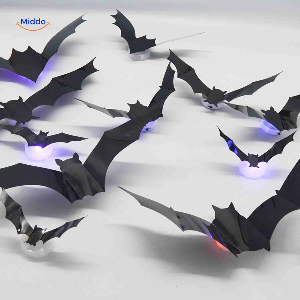3D-LED-Wanddekoration Halloween Fledermäuse Spinnen Gespenster Leuchtende Wanddeko Gruselparty Kindgerechte Festdekoration | Sansoti