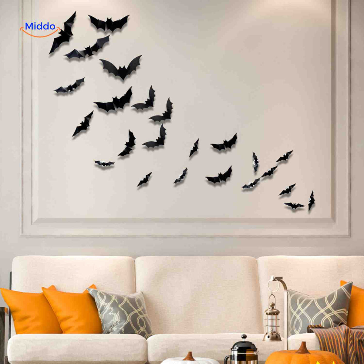 3D-LED-Wanddekoration Halloween Fledermäuse Spinnen Gespenster Leuchtende Wanddeko Gruselparty Kindgerechte Festdekoration | Sansoti