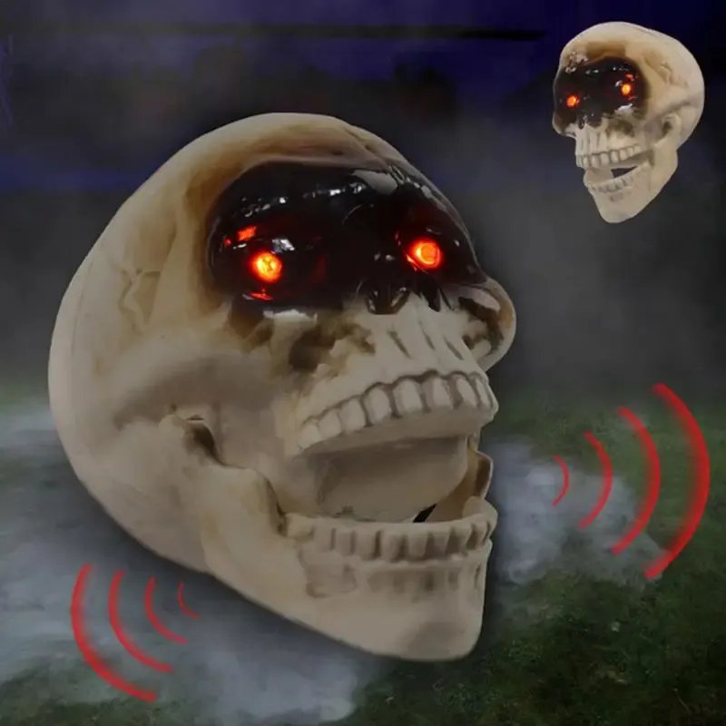 Halloween Skull with Motion Sensor LED Eyes Spooky Atmosphere Party Decoration Horror Party Decor | Sansoti