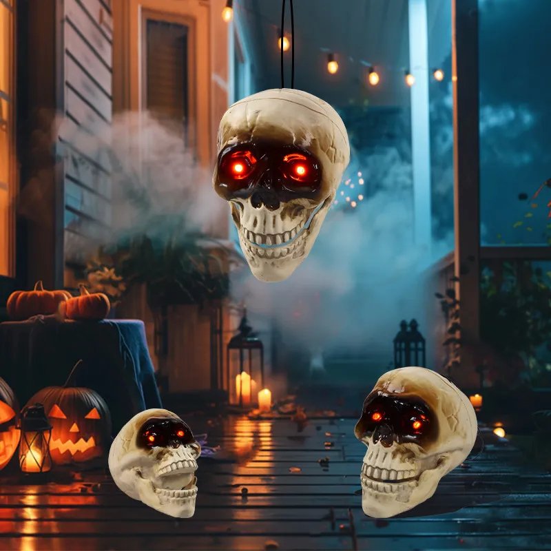Halloween Skull with Motion Sensor LED Eyes Spooky Atmosphere Party Decoration Horror Party Decor | Sansoti