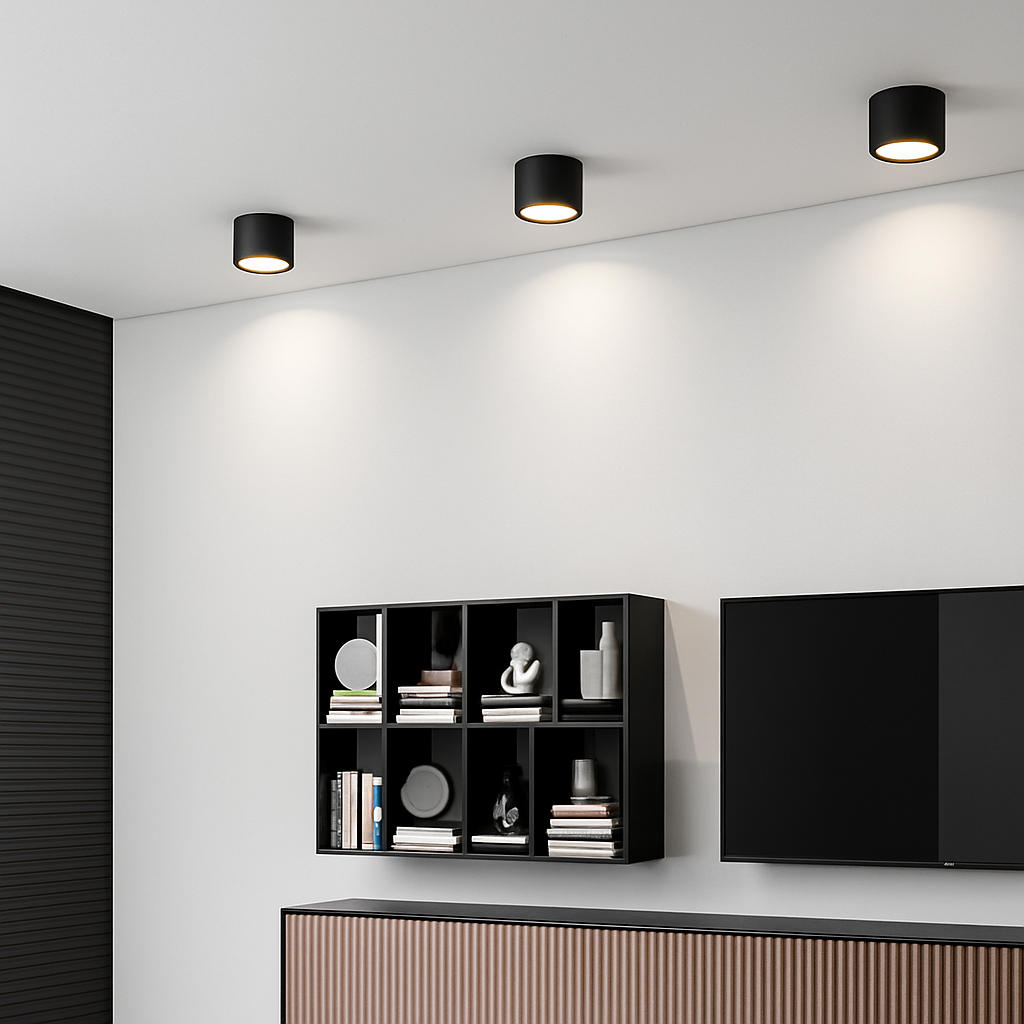Aufbau-Downlight LED Rund Metall Weiß Schwarz Grau Flur Schlafzimmer Deckenleuchte Aufbau-Spot Skandinavisch Küche Bad Büro | Restfield