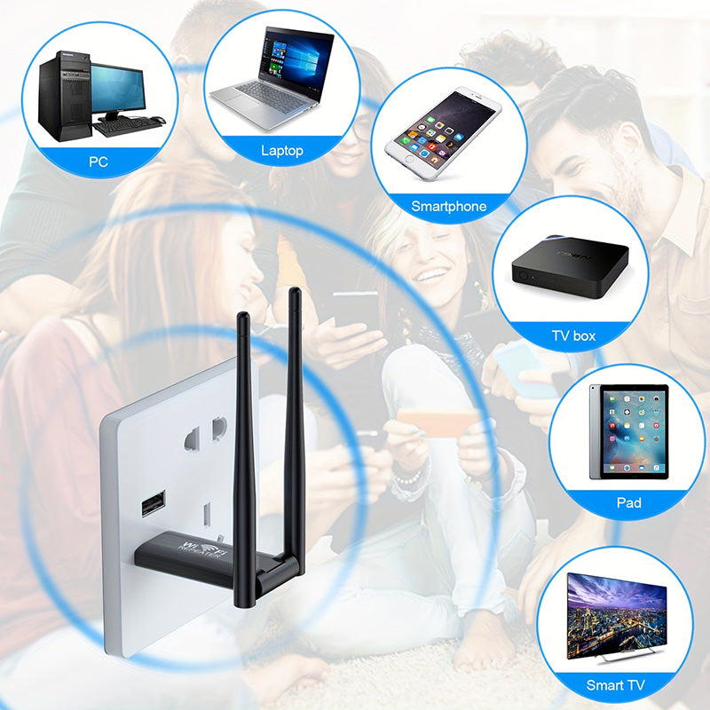 WiFi Repeater 300Mbps – Verbetert je Draadloze Netwerkbereik – USB-Gevoed – Compact & Draagbaar | Sansoti