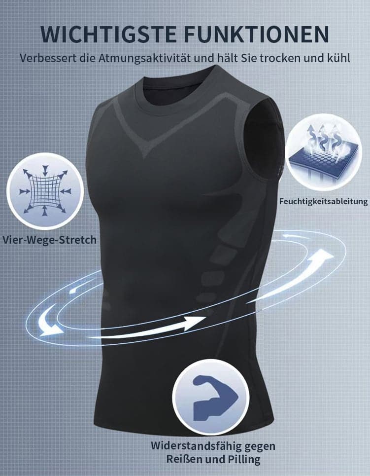 Ionic Shaping Vest voor Mannen – Compressie Shapewear Hemd zonder Mouwen – Lichaamsvormend en Comfortabel – Ademend Ontwerp voor Dagelijks Gebruik | Sansoti