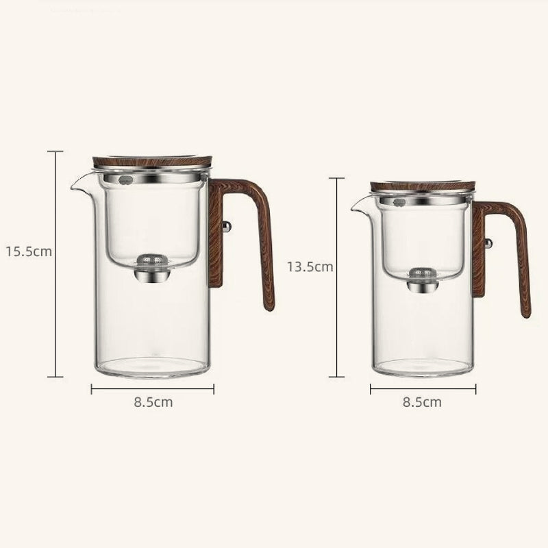 Glazen Theepot met Houten Greep 500ml & 700ml – Thee-infuser met Filtersysteem voor Perfecte Thee | Sansoti