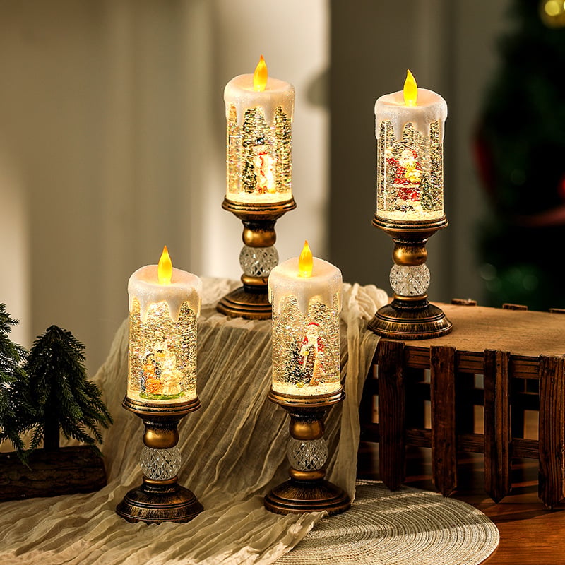 Decoratieve Kerstkaars LED Nachtlampje Warmwit Sfeerlicht Kerstversiering Tafelkaars Feestdagen Woonkamer | Sansoti