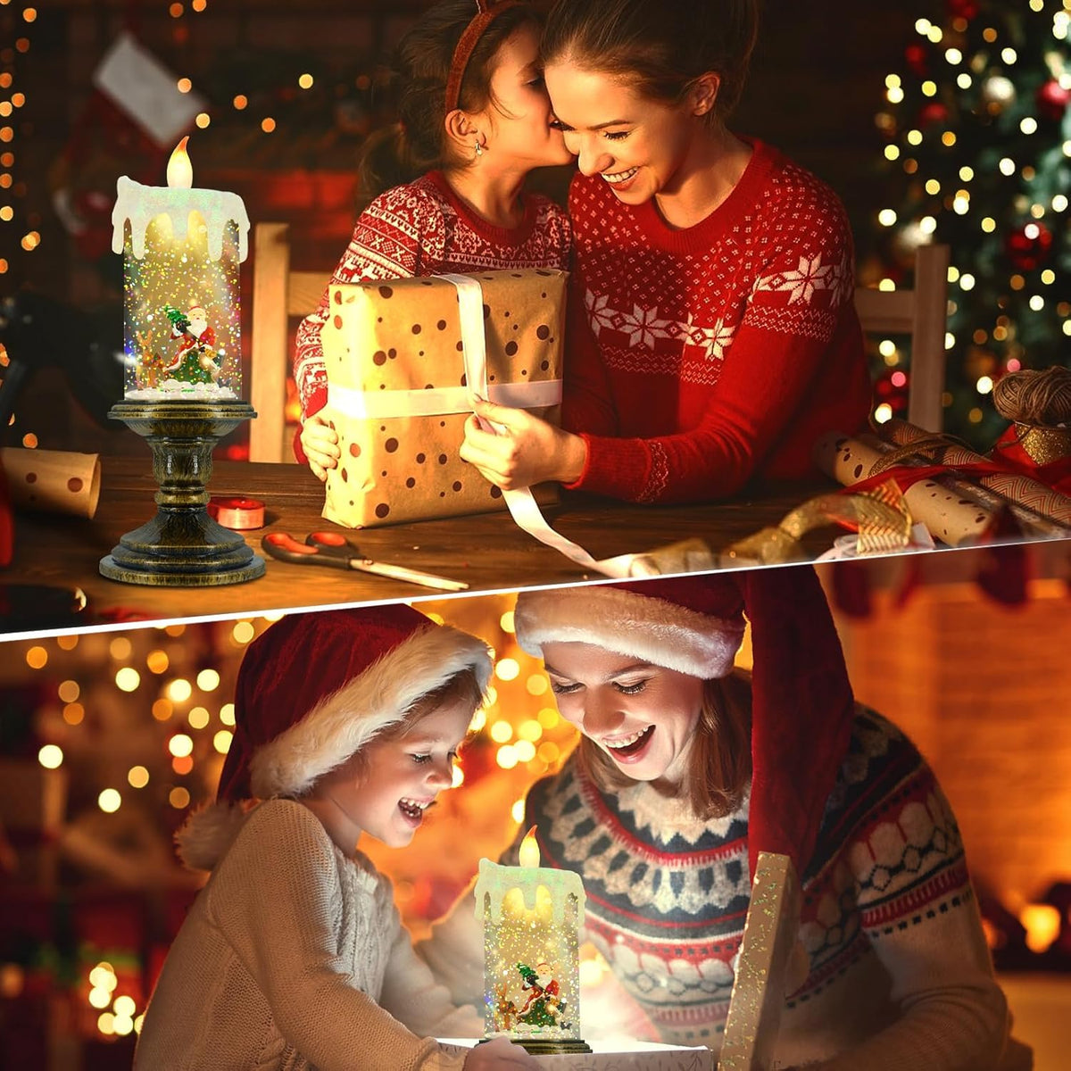 Decoratieve Kerstkaars LED Nachtlampje Warmwit Sfeerlicht Kerstversiering Tafelkaars Feestdagen Woonkamer | Sansoti