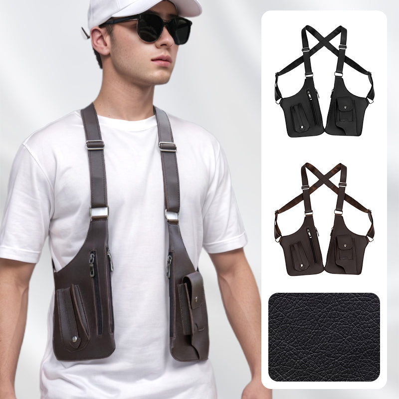 Anti-Theft Shoulder Bag for Men Black Brown PU Leather Hidden Pockets Adjustable Hands-Free Compact Crossbody | Sansoti