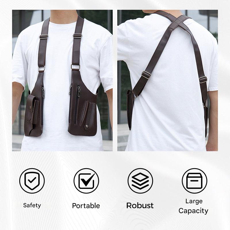 Anti-Theft Shoulder Bag for Men Black Brown PU Leather Hidden Pockets Adjustable Hands-Free Compact Crossbody | Sansoti