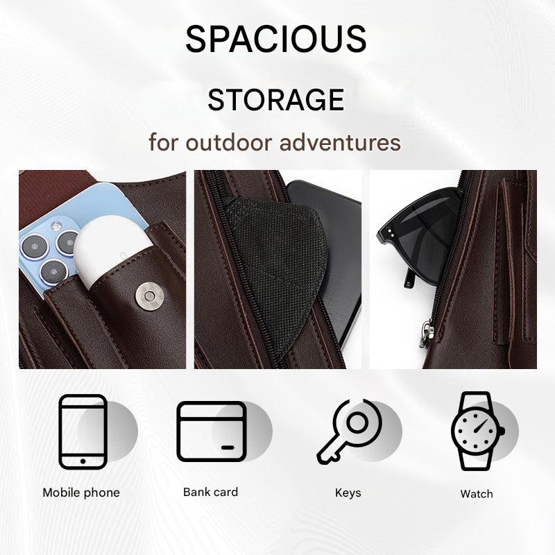 Anti-Theft Shoulder Bag for Men Black Brown PU Leather Hidden Pockets Adjustable Hands-Free Compact Crossbody | Sansoti