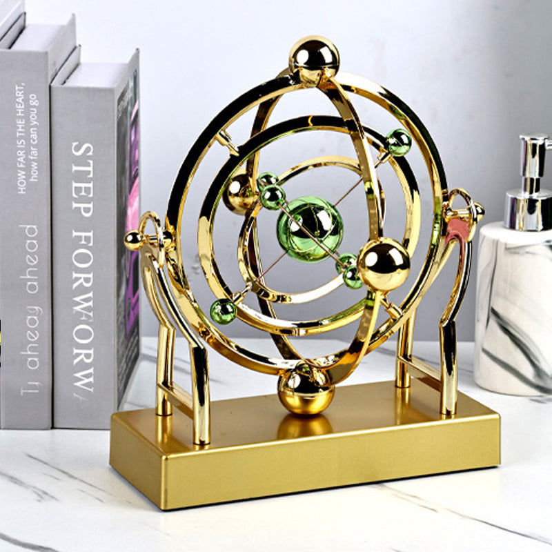 Kinetische Metalen Sculptuur met Roterende Beweging Perpetuum Design Goud Decoratief Object Woonkamer | Sansoti