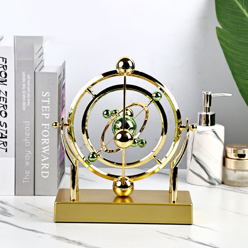 Kinetische Metalen Sculptuur met Roterende Beweging Perpetuum Design Goud Decoratief Object Woonkamer | Sansoti