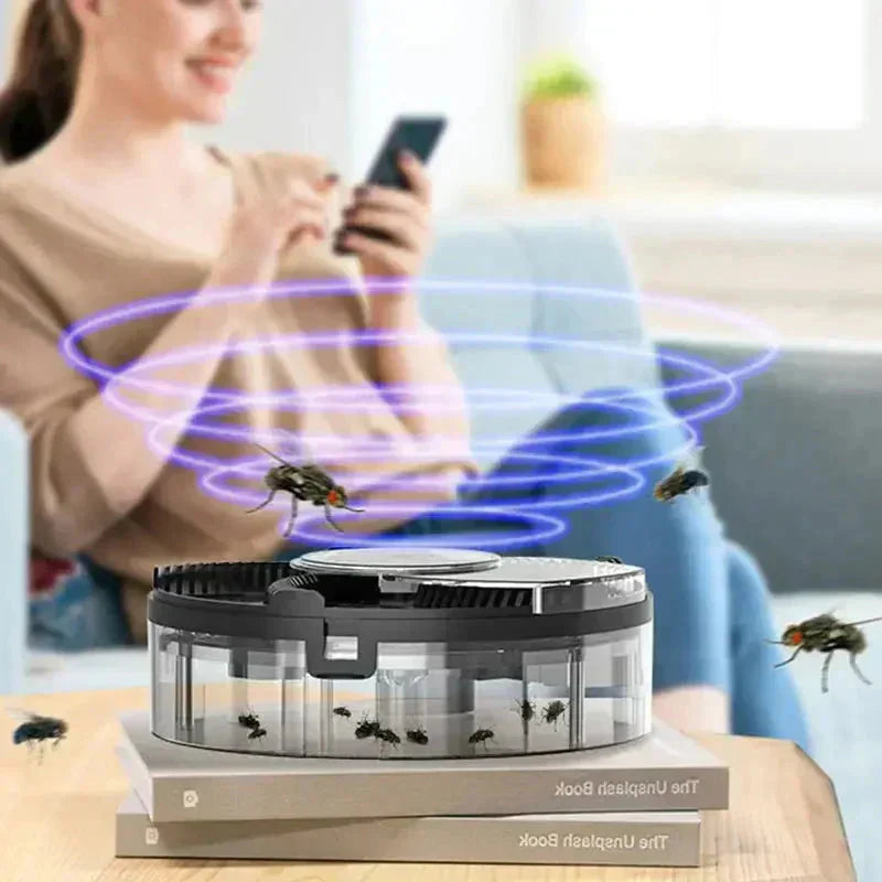 Automatische Vliegenvanger USB – Roterende Geruisloze Insectenval Zonder Chemicaliën 120m² Bereik – Veilig voor Kinderen en Huisdieren – Milieuvriendelijk | Sansoti