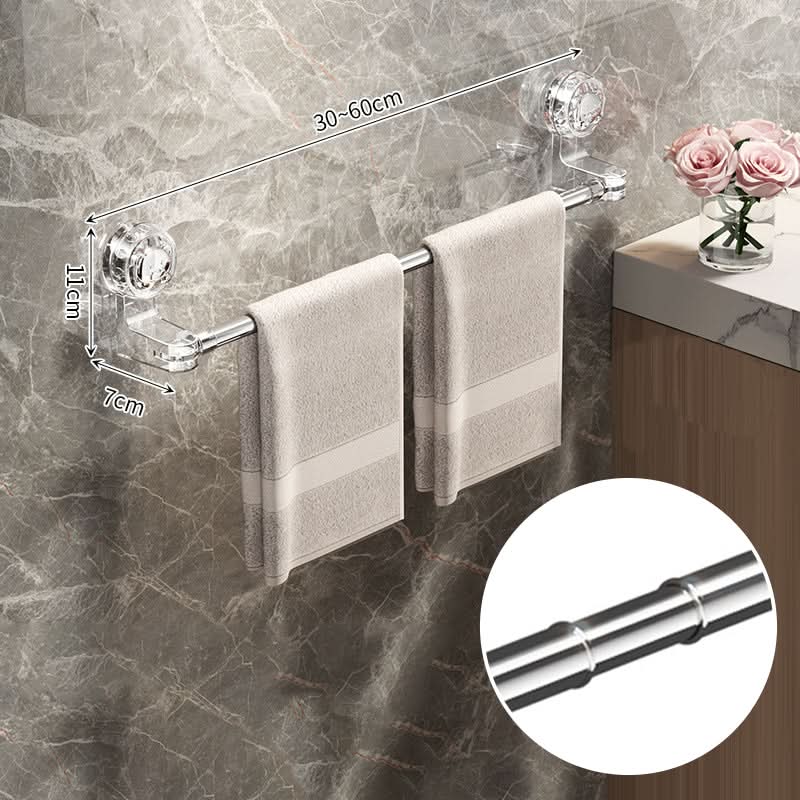 Uitschuifbare Handdoekhouder Zuignap RVS 30-100cm Zwenkbaar Badkamer Zonder Boren Wandmontage Handdoekrek | Sansoti