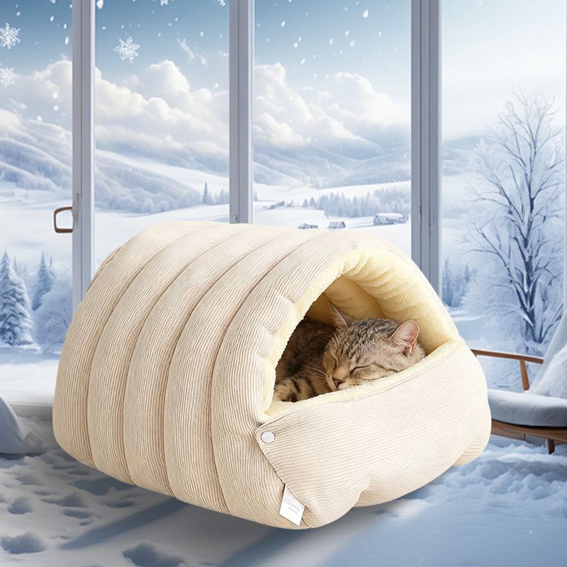 Huisdierenbed Grondloze Iglohut – Zachte Igloo Pluche Slaapplek Klein Medium Groot Kat Hond Winter | Sansoti